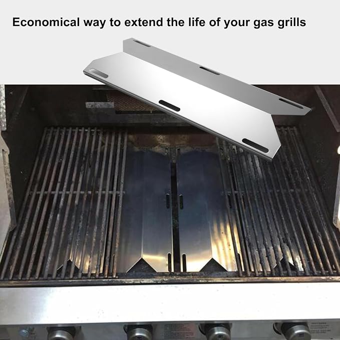 BBQ Heat Shields for Jenn-air Grill Parts 720-0061-LP, 720-0336, 730-0336, 730-0336, 7300163 Heat Plate Flame Tamer Replacement for Nexgrill Glen Canyon 17 3/4 inch Stainless Set of 3 KS745