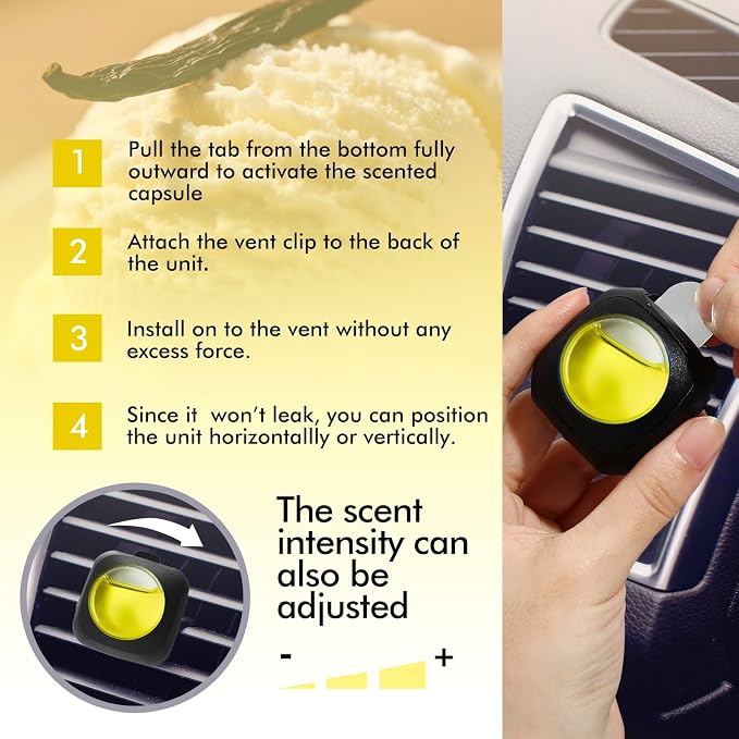 Car Air Fresheners, Vanilla, 6-Pack, 4ml Each, Odor Eliminator