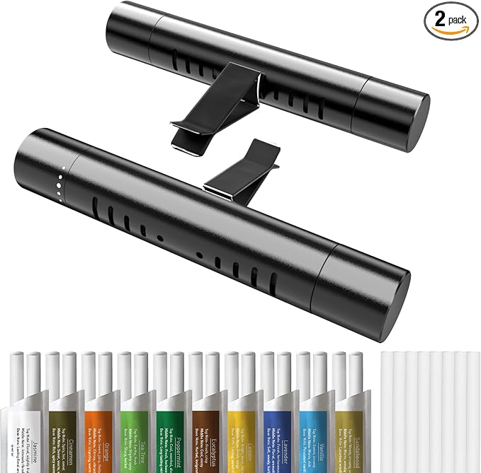 Car Air Freshener, RoyAroma Car Diffuser Vent Clips Set with 10 Bags Different Scents Essential Oil Stick (2 Sticks Each) and 8 Unscented Refill Sticks for Women Men Automotive Fragrance Decoration