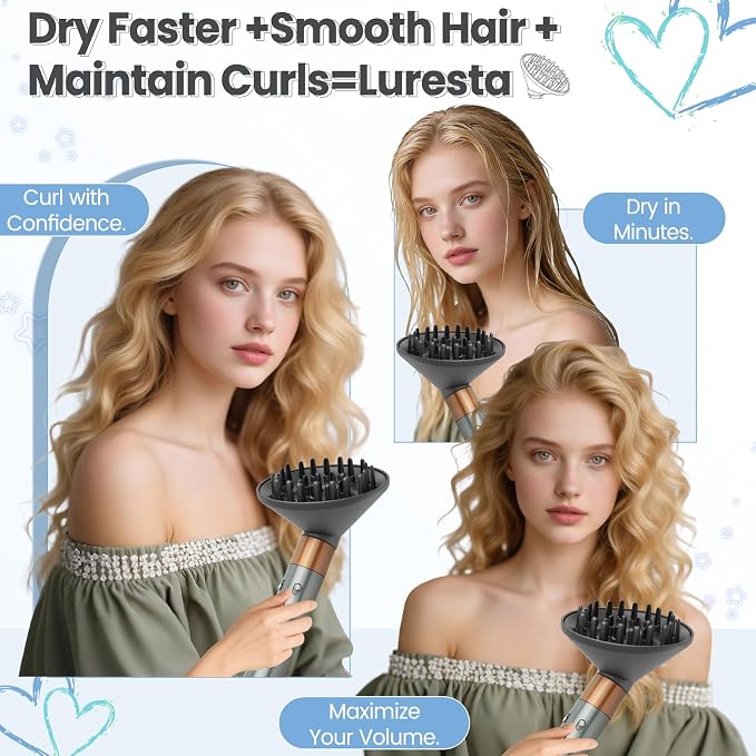 Upgraded 6IN Diffuser Attachment for Dyson Airwrap Styler HS01 HS05 HS08, Hair Diffuser Nozzle for Fast Drying and Styling Wave Curly Thick Hair
