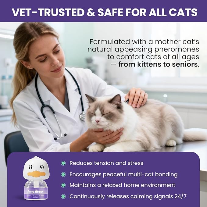 Cat Calming Pheromone Diffuser (2 Diffusers + 4 Refills) for Multi-Room Multi-Cat: 120-Day Supply, 30-Day per Refill, Odorless, Reduces Fighting, Leak-Free | Covers multiple rooms 1,400 sq ft, 120-day supply, saves 30%, for 3+ cats, includes 2 diffuser...