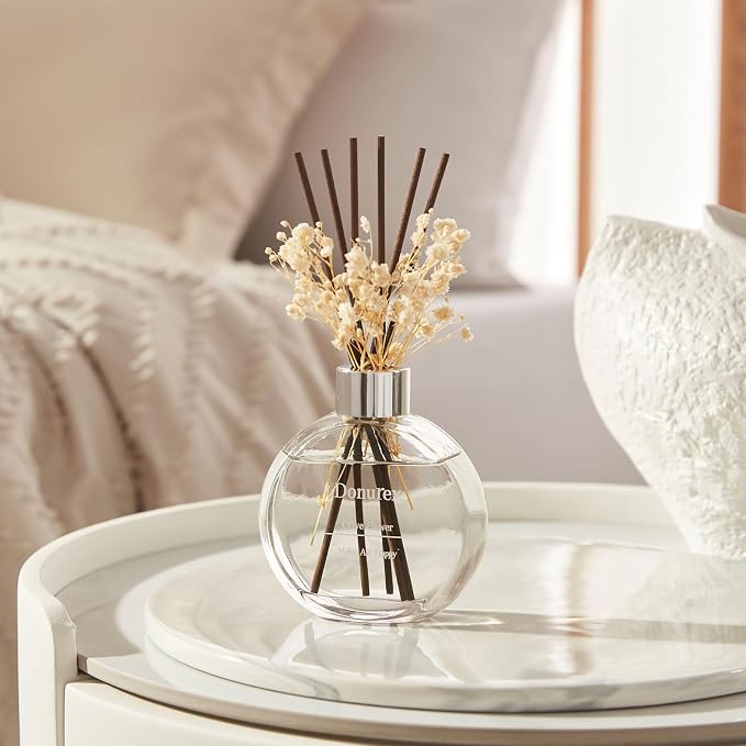 Flower Reed Diffuser Set 5.07oz Olive Flower Scent Diffuser with Sticks Home Fragrance Reed Diffuser for Bathroom Shelf Decor