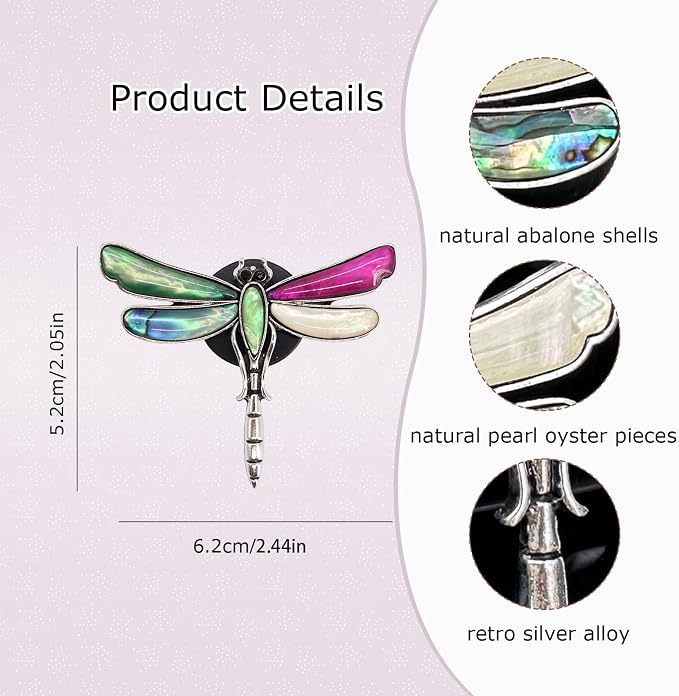 ORIESSE Dragonfly Car Air Vent Clip,Cute Air Freshener Car Interior Decor,Glamorous Abalone Shell Dashboard Decoration Gift for Women Teens,Refillable Diffuser(Hot Pink)