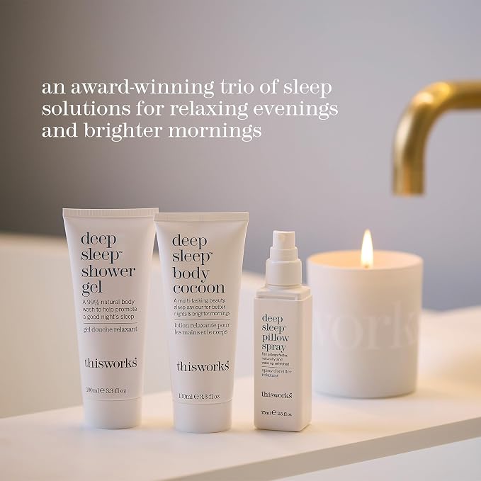 This Works Dream to Sleep Kit – Deep Sleep Pillow Spray 75ml, Shower Gel 100ml & Body Cocoon 100ml – Science-Backed Bedtime Ritual with Lavender, Chamomile & Vetivert