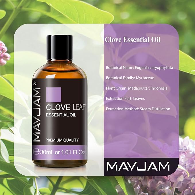 MAYJAM Clove Essential Oil, 1.01 FL.OZ Pure Essential Oils for Aromatherapy Diffuser, Great for DIY Candle and Soap Making(30ml)