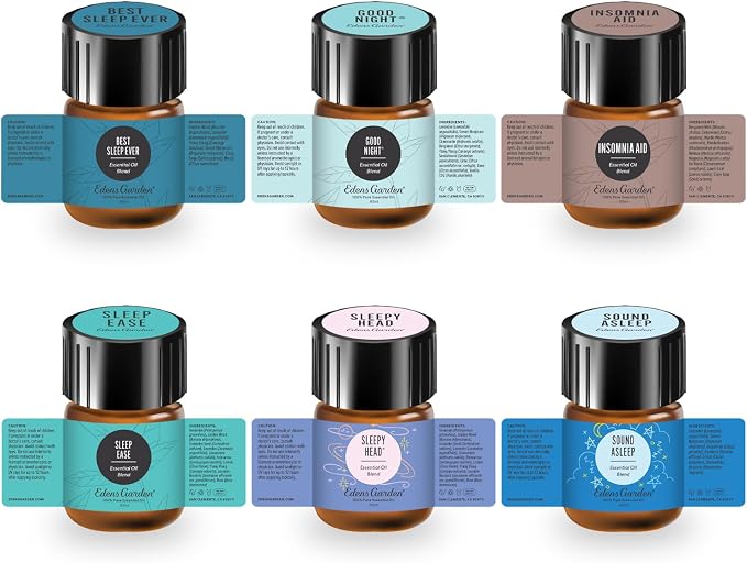 Edens Garden Sleep Essential Oil Discovery Sampler 6 Set – 100% Pure Therapeutic Grade Essential Oils for Relaxation, Calm & Wellness – Aromatherapy Oil Blends for Diffuser & Self-Care, .92 ml/ 6 Pack
