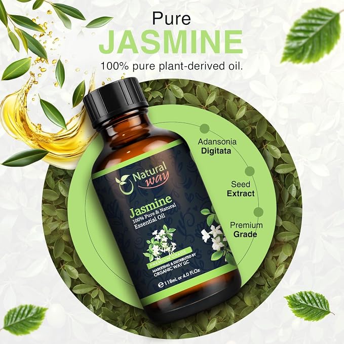 Essential Oil | Pure Aromatherapy Oil for Diffusers, Hair Growth, Skin, Scalp Care, Massage | Refreshing Hair Oil for Women & Men | Essential Oil for Diffuser (Jasmin)