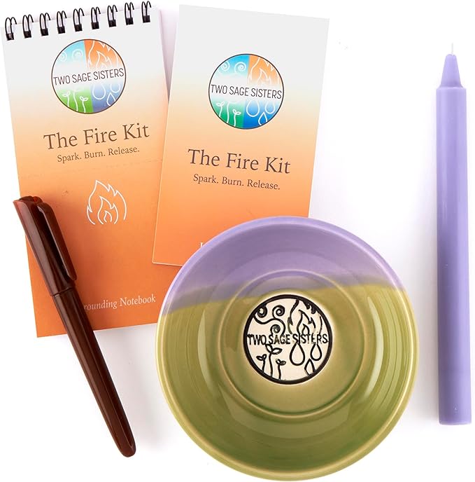 The Fire Kit - Burn Negative Thoughts for Stress Relief and Healing - Give the Gift of Peace of Mind - Self Care Kit By Two Sage Sisters
