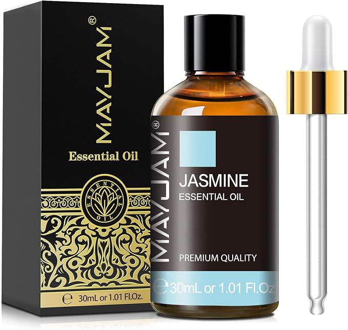 Jasmine Essential Oil 30ML/ 1.01FL.OZ, MAYJAM Pure Jasmine Oil Aromatherapy Essential Oil for Massage, DIY Soap, Ideal for Home Yoga Use