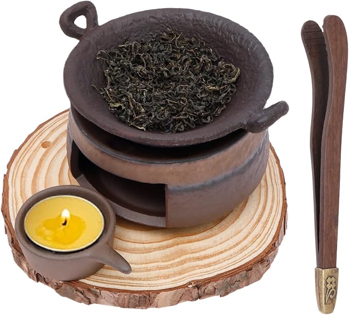 Ceramic Aromatherapy Stove Essential Oil Burner, Aromatherapy Burner Diffuser for Herbs, Tea Light Candle Holders Teapot Warmer, Zen Incense Kit for Home Office