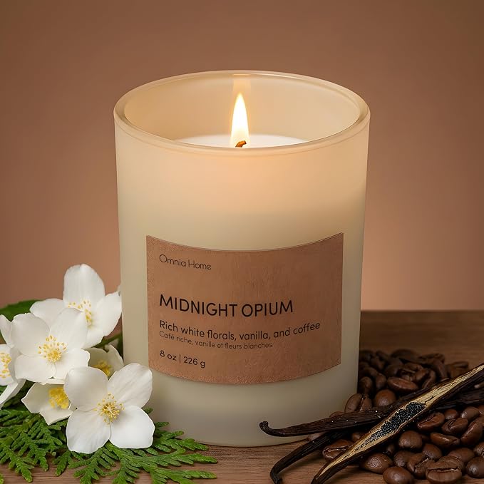 Scented Soy Wax Candle Set 2 Pack – Floral Candles for Home Scented with Notes of Rose, Magnolia & Soft Cedarwood – Refined Home Decor & Gift (Midnight Opium, Beige, 2 Pack)