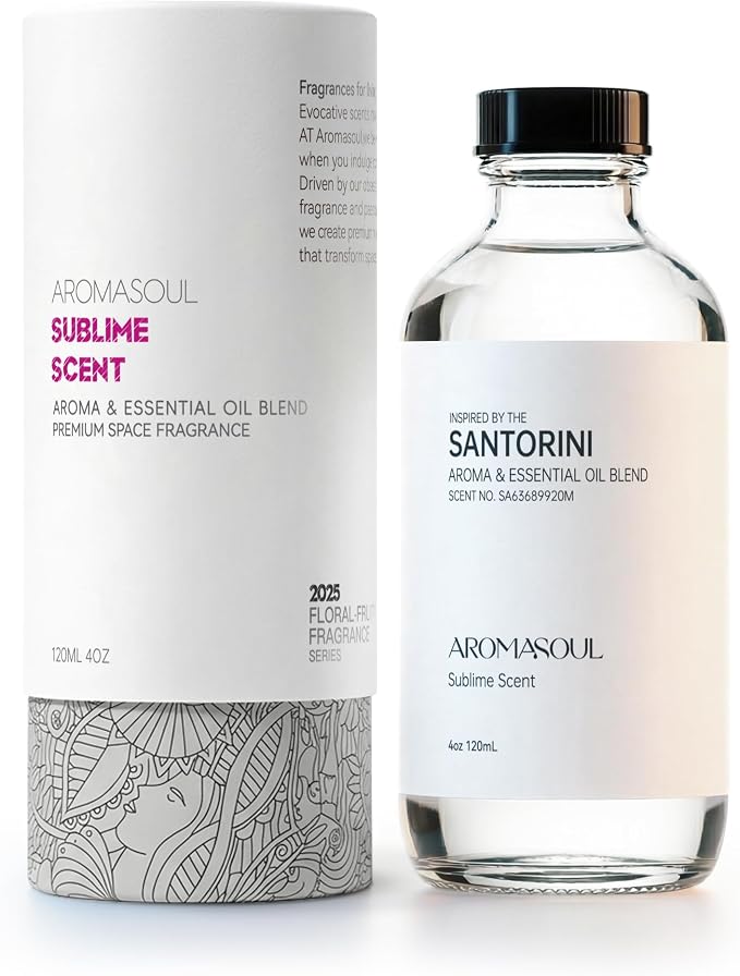 Hotel Diffuser Oil Inspired by Santorini Scent - Premium Fragrance Oil for Ultrasonic and Waterless Diffuser - 120 mL, 4 fl oz