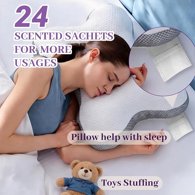 24 Pack Lavender Sachets, Natural Closet Freshener Drawer Sachets Hanging Home Fragrance Long Lasting with 10 Hanging Bags