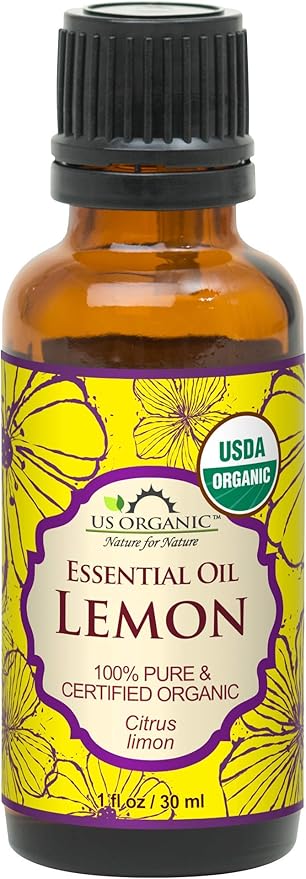 US Organic 100% Pure Lemon Essential Oil - USDA Certified Organic, Cold Pressed - W/Euro droppers (More Size Variations Available) (30 ml)