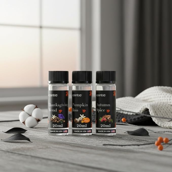 Scentia Pumpkin Vanilla Bakery Aromatherapy Diffuser Oil Collection – Essential Oil Blend for Candles, Home & DIY Cozy Scents 3x20ml Discovery Set