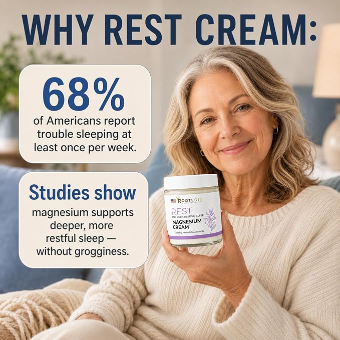 Rooted in Rest Magnesium Lotion for Sleep – Science Backed Sleep Aid – 2X More Magnesium Chloride – Fast, Effective Relaxation with Lavender, Passion Flower & Chamomile - Made in USA – 4 oz
