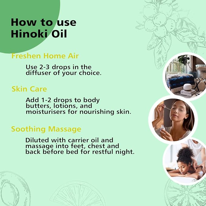 GM Gumili Hinoki Essential Oil 1 Oz – 100% Pure Natural Hinoki Oil for Diffuser, Skin, Hair, Massage & DIY, Refreshing Woodsy Aroma