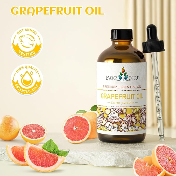 EVOKE OCCU Grapefruit Essential Oil for Diffuser, Aromatherapy, Skin - 4 Fl Oz