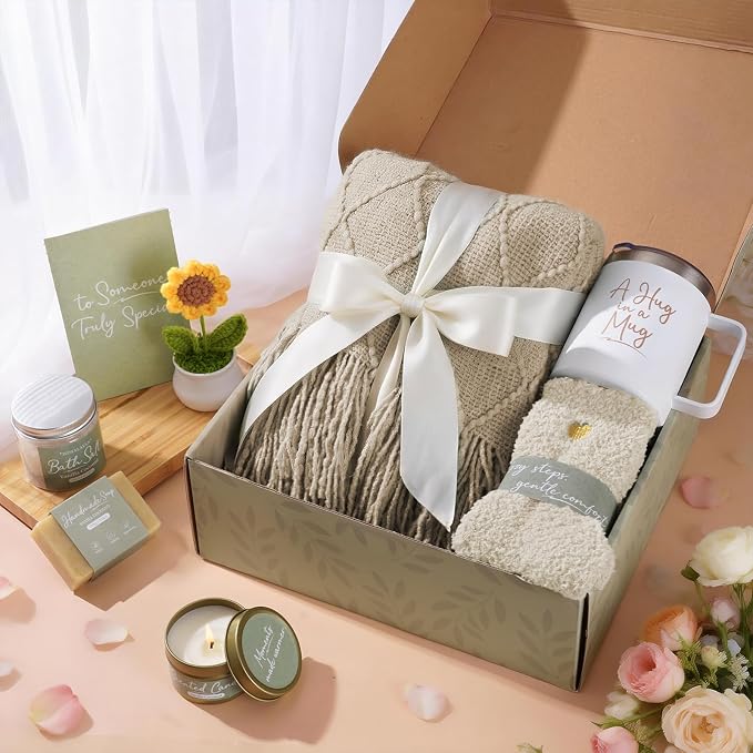 Get Well Gifts for Women After Surgery, Sending Sunshine Relaxing Gift Baskets for Mom Women Her Best Friend Wife Daughter Birthday Gifts Self Care Kit, Get Well Soon Spa Basket Care Package
