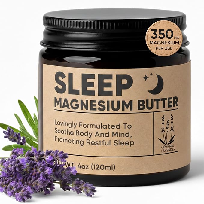 Magnesium Butter for sleep – Magnesium Cream with Shea & Mango Butter, Arnica & Essential Oils for Relaxation – Nighttime MagnesiumLotion for Legs, Arms or Chest(Lavender) (A)