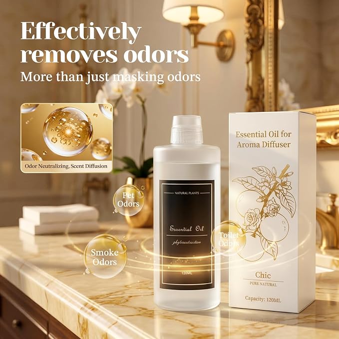 4.06 fl oz (120mlx2) Diffuser Oil for Home Fragrance Diffusers, Plant-Based & Alcohol-Free, Essential Oil for Bedroom, Bathroom, Office, Car (Jasmine+Rose)
