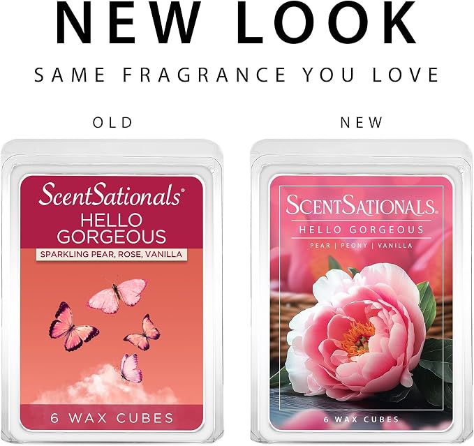 Scentsationals Hello Gorgeous Scented Wax Melts - Pear, Peony, & Vanilla Scent, 10oz (24 Cubes)