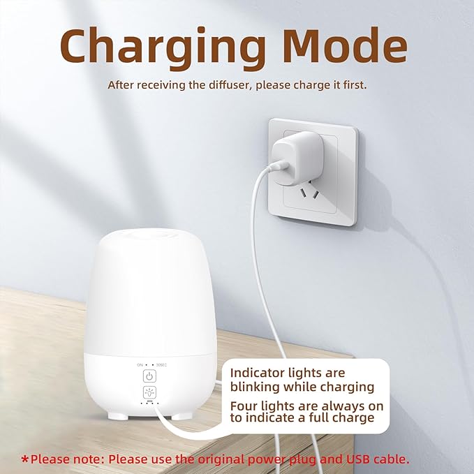 SEEDSEEL 150ML Rechargeable Battery Operated Essential Oil Diffuser,7-Hour Runtime with 7 LED Color Changing Lights Portable Cordless Aromatherapy Diffuser