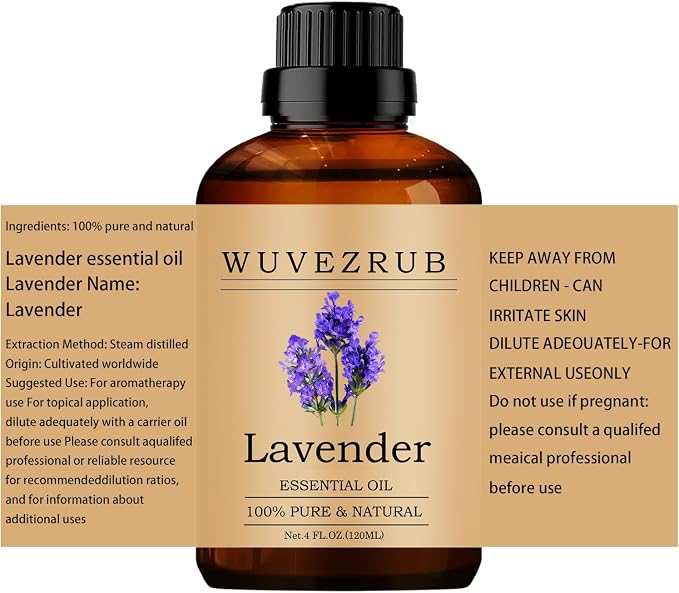Lavender Essential Oils 120ML, 100% Pure and Natural Essential Oil for Aromatherapy Diffuser - 4 Fl Oz/Lavender