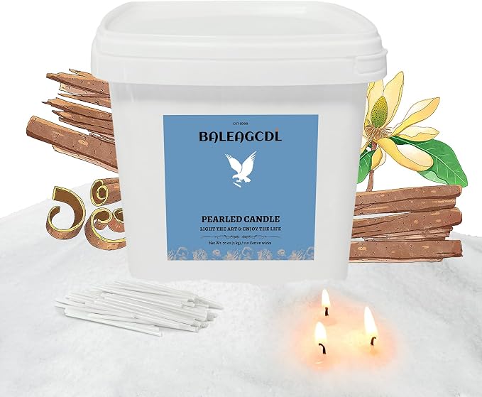 Zen Timber Pearled Candle 70 oz/4.3lb with 120 Wicks - Sandalwood Scented Sand Candles White Refillable Wax Lasts Up to 400 Hours Smooth and Clean Burning for Candle Making DIY Gifts