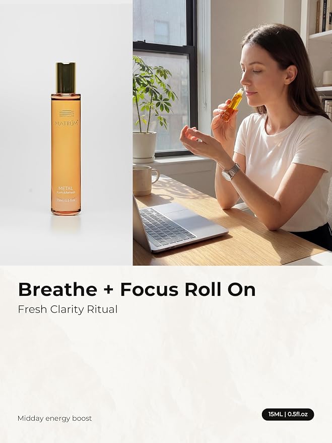 Breathe Essential Oil Roll On-15ml, Focus Aromatherapy Roller for Clear Breathing & Fresh Clarity, Botanical Blend with Peppermint, Tangerine & Frankincense, Mint Citrus Reset Ritual