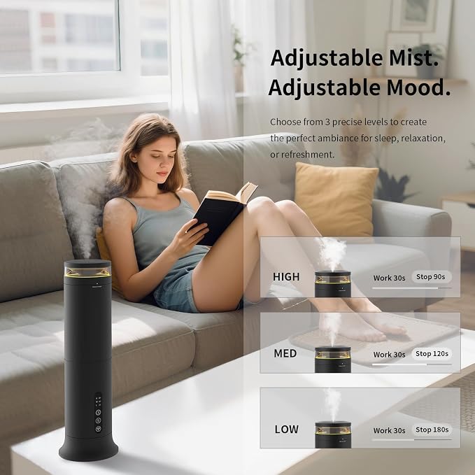 Waterless Scent Diffuser,Quiet Operation & Remote Control (Light Black)