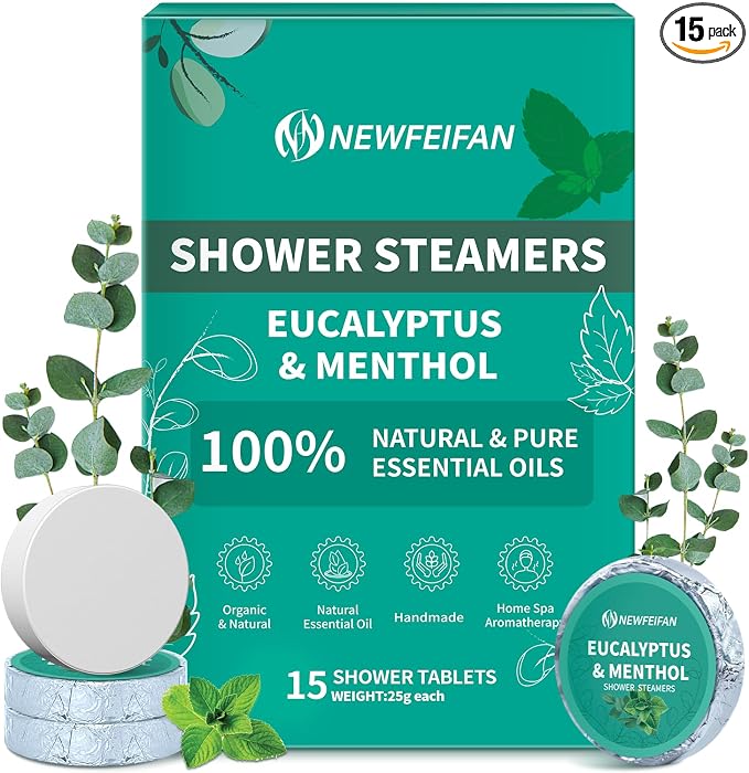 Shower Steamers Aromatherapy 15 Pack, Fathers Day Gift for Dad Husband from Wife Daughter, Organic Eucalyptus & Menthol Essential Oil, Home Spa Relaxing Gifts for Women & Men