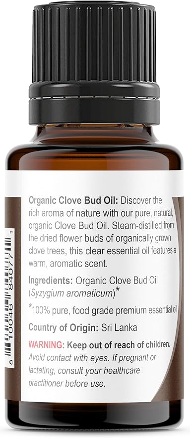 Viva Doria Organic Clove Bud Oil, USDA Certified Organic Clove Essential Oil, 100% Pure, Natural Essential Oil, Undiluted, for Aromatherapy | Food Grade, 15 mL (0.5 Fluid Ounce)