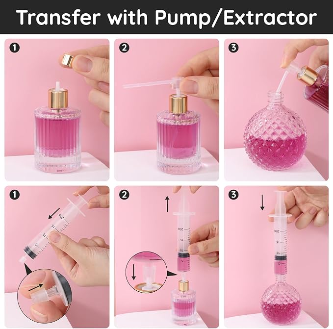 Segbeauty 8pcs Perfume Refill Pump Tools, 20ml 0.68oz Large Perfume Extractor, Perfume Dispenser Transfer Tools Kit, Funnel Dropper Cosmetic Dispenser Refill Set for Travel Refillable Cologne Atomizer