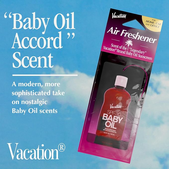 Vacation Car Air Freshener Variety Pack, 6 Scents, Pack of 6 - Hanging Air Freshener for Car, Home and Office - Classic Lotion, After Sun, Super Spritz, Baby Oil, Chardonnay and Whip Scents