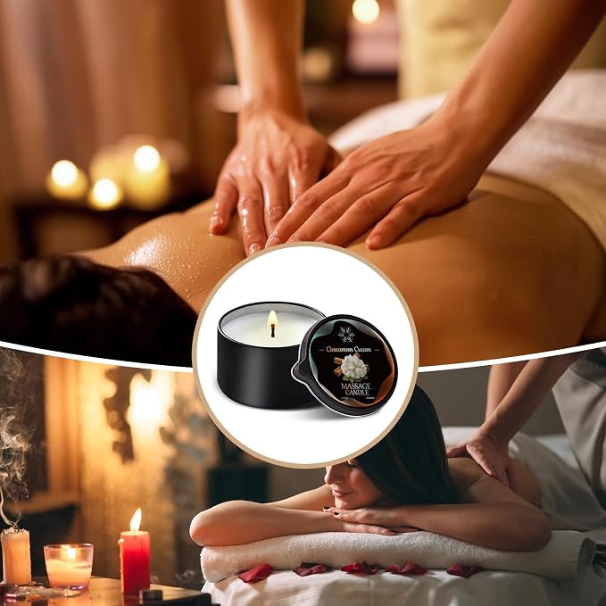 6 Pack Massage Candle Set, Low Temp Scented Massage Oil Candles, Soy & Coconut Oil Based Candles for Home Spa Relaxation