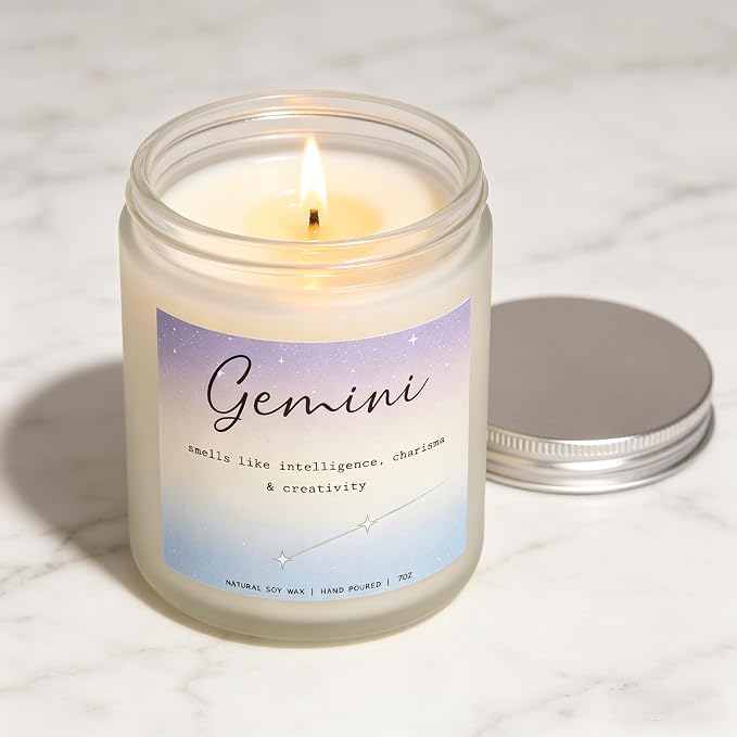 Gemini Candle, Gemini Gifts for Women, Versatile Gifts for the Dual-Natured Soul, Perfect Presents for Birthday - Lavender & Eucalyptus Soy Wax Scented Candle, 7OZ