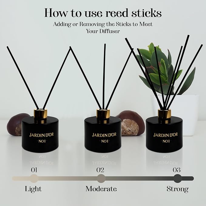 Premium Reed Diffuser Set for Home, Bath & Office Decor - 6.7oz (200ml) - Child & Pet Friendly Sea Salt Scented Oil - Reusable, Refillable Glass Bottle Fiber Sticks