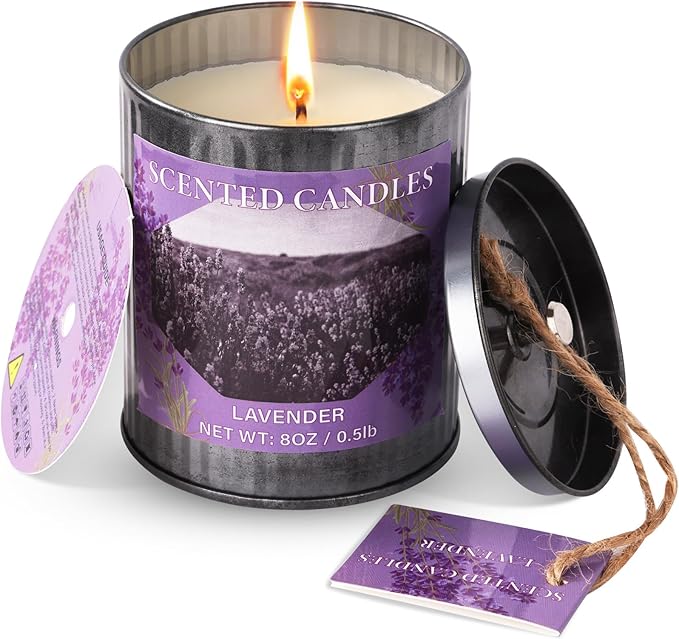 Scented Candles for Home, 8oz Soy Candle, 50H Burn, Lavender Aromatherapy, White Candle in Gift Box, Perfect for Birthday, Mother's Day, Christmas