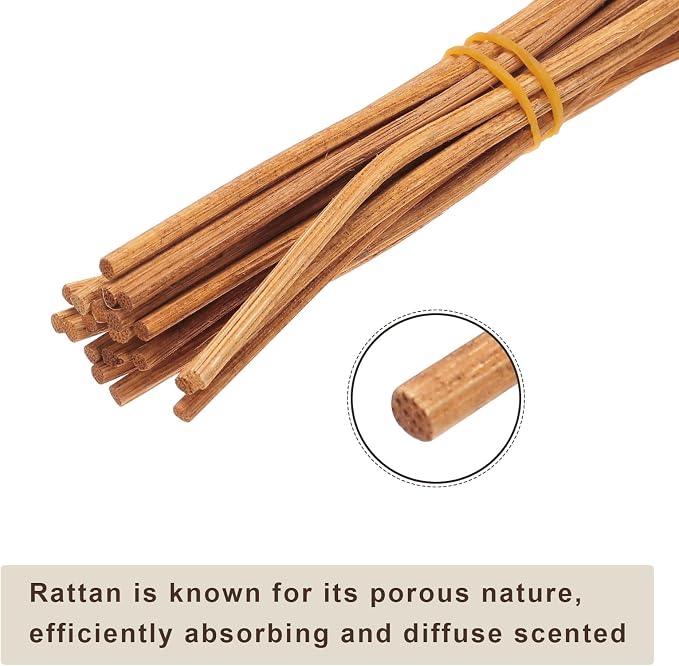 uxcell 20Pcs Wavy Rattan Reed Diffuser Sticks, 28cm/11 Natural Wooden Rattan Fragrance Diffuser Refill Sticks Replacement for Home, Bedroom, Hotel, Bathroom Shelf Decor (Light Coffee)
