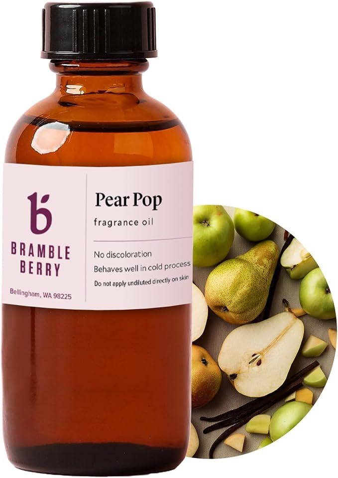 Bramble Berry Pear Pop Fragrance Oil 2 oz | Crisp Pear and Sparkling Fizz Scent for Soap Making, Candles, Lotion, Bath Bombs & Perfume | Skin Safe, Vegan, Paraben & Phthalate Free, DIY Craft Essential