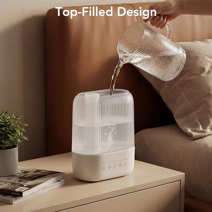 Electactic 3L Top Fill Humidifier, Essential Oil Diffuser & Cool Mist Humidifiers, Smart Humidity Control, Quiet Ultrasonic, 360° Nozzle, 7-Color Light for Bedroom, Home Office