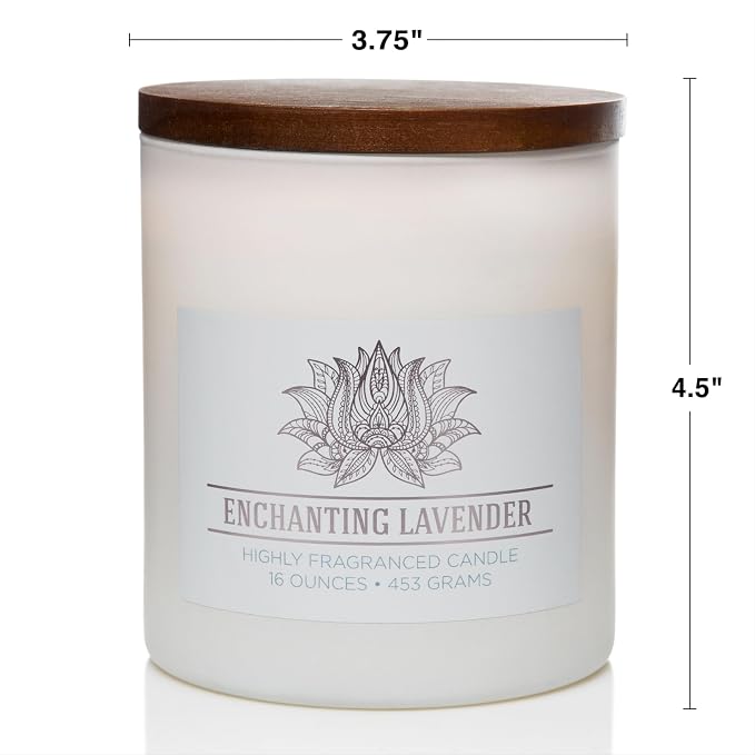 Carolina Enchanting Lavender Scented Candle, 16 oz Wellness Relaxing Aromatherapy Candle, 2 Wick White Jar Soy Blend Wax, Candles for Home, 60H Burn - Made in The USA