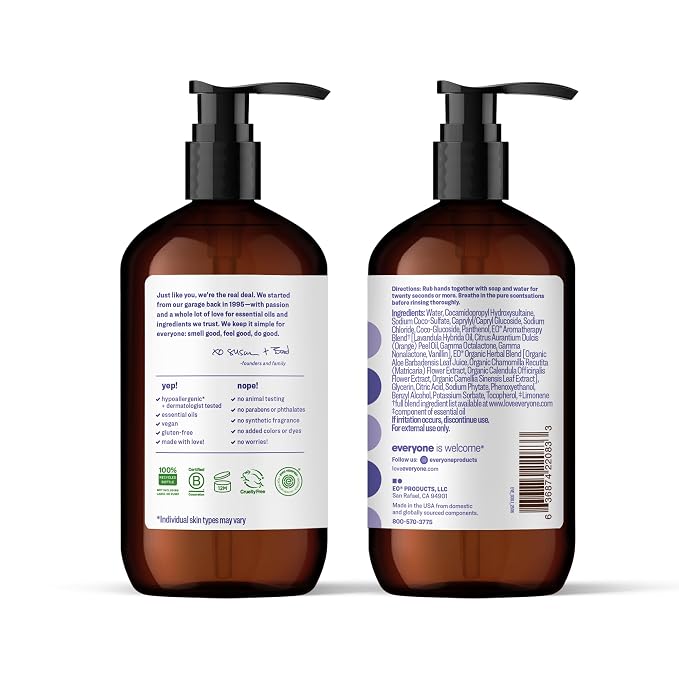 Everyone Liquid Hand Soap, 12.75 Ounce (Pack of 3), Lavender and Coconut, Plant-Based Cleanser with Pure Essential Oils