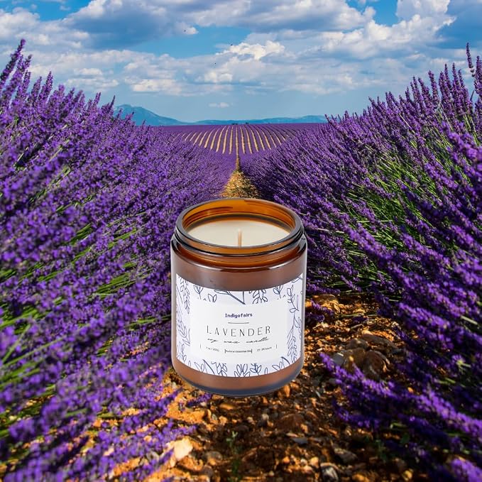 Lavender Scented Candle - 7oz Soy Wax Aromatherapy Candle for Stress Relief & Relaxation – 40 Hours Long Lasting, Natural Essential Oils, Gift for Women & Home Decor