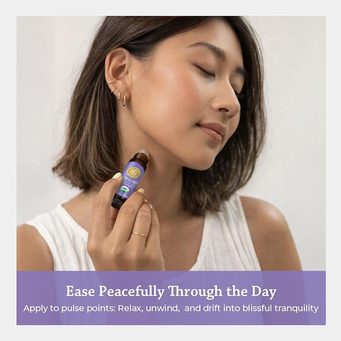 Silk Road Organic Restful Ease Essential Oil Sleep & Stress Blend Roll On - 100% Pure USDA Certified with Indian Sandalwood - Stress Ease Aromatherapy & Calming Relaxation - 10 ml Roller