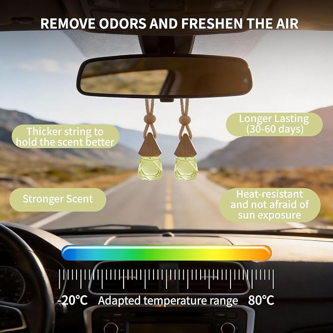 Car Air Freshener Diffuser 2 Pack Hanging Air Freshener Diffuser - Jasmine Cedar Breeze Scent Car Fresheners 120 days Long Lasting Vent Clip 0.27 oz Each Air Fresheners Gifts for Women Birthday