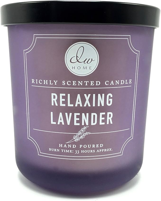 DW Home Relaxing Lavender Scented Candle for Home, 9 oz, Medium Single Wick Candle Jar, Up to 33H Burn Time, Luxury Scented Candle for Relaxation, Gifting, Home Décor