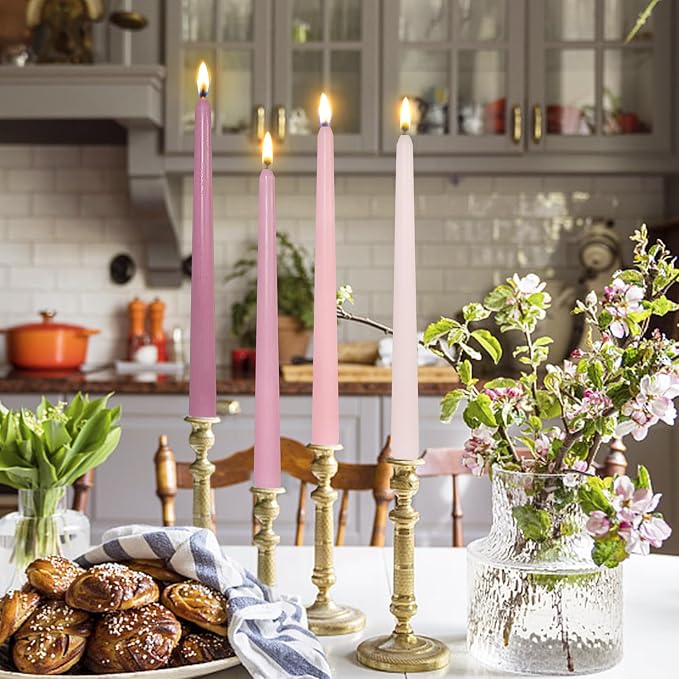 Candlesticks Long Taper Candle,Rose Scented 10 Inches Gradient Pink Candle Sticks Smokeless Tapered Candles for Home Décor Holiday Gifts