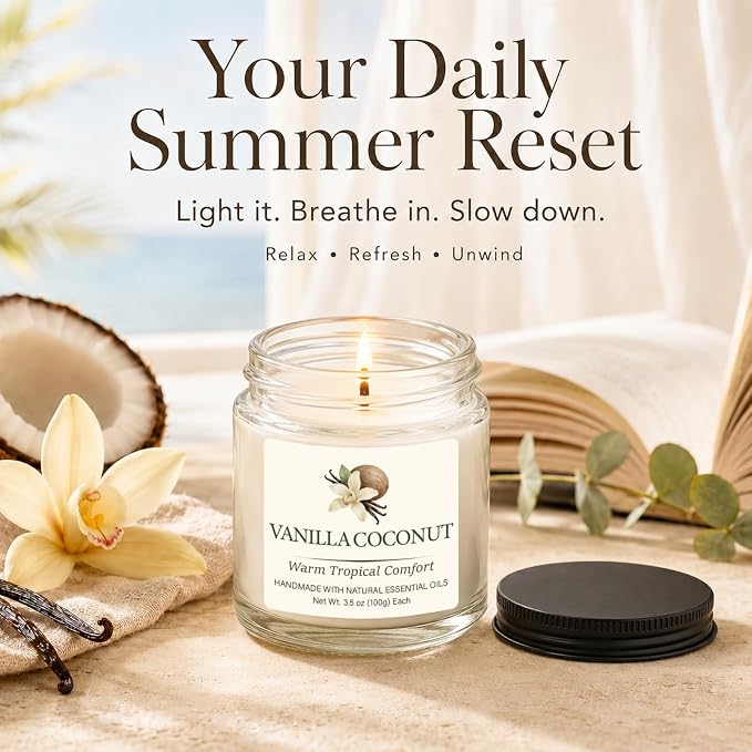 Spring & Summer Scented Candles Set, 6 Pack Soy Candles for Home, 21 oz Aromatherapy Candle Gift Set for Women, Mom, Birthday & Housewarming Gifts, Eucalyptus Mint & Vanilla Coconut